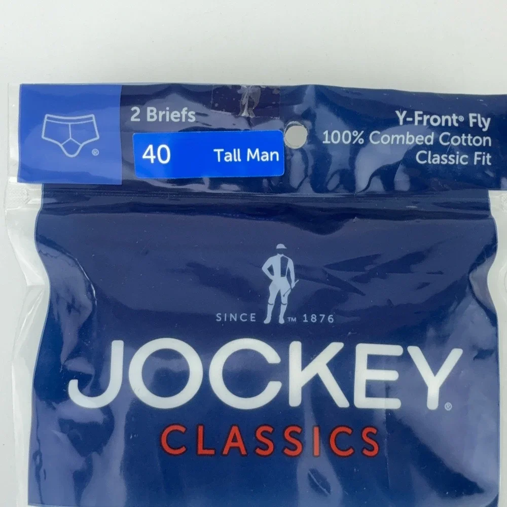 Jockey Classics 2 Pack Briefs White Y-Front Fly Tall Man 40 Cotton 603009970